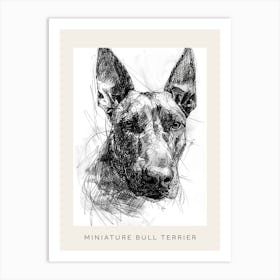 Miniature Bull Terrier Line Sketch 4 Poster Art Print