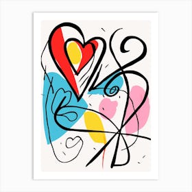Cute Abstract Pastel Doodle Heart Art Print