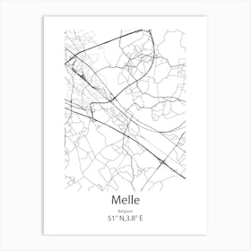 Melle,Belgium Minimalist Map Art Print