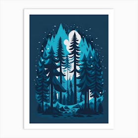 A Pine Forest Landscape Centered Magic T Shirt Design Vibrant Pale Blue Colors Dark Background Dark Magic Splash Dark Ghotic T Shirt Desig 19 2023102210349146 Hlxn Rje9 Art Print