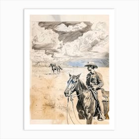 Big Sky Country Cowboy Collage 1 Art Print