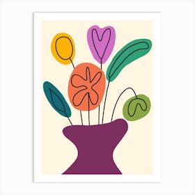 Mod Flowers In Vase Art Print