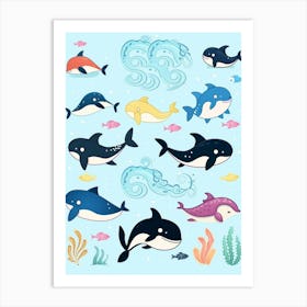 Kids Orca Whale Cartoon 1 Art Print