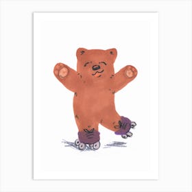 Bear On Skates Art Print