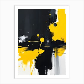 Yellow And Black Abstract Painting Art Print