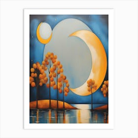 Moon And Trees Art Print