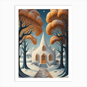 Fantasy Winter Cabin Art Print