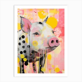 Pig - Yellow and Pink Art Print