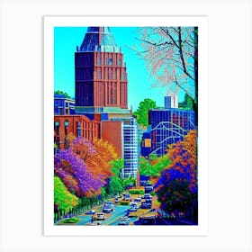 Greensboro, City Us  Pointillism Art Print