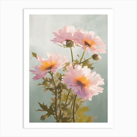 Aster Flowers Acrylic Pastel Colours 2 Art Print