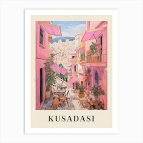 Kusadasi Turkey 1 Vintage Pink Travel Illustration Poster Art Print