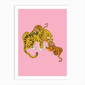 Wild Tiger Mama Pink Art Print