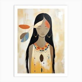 Sacred Feathered Light, Boho Art Style Art Print