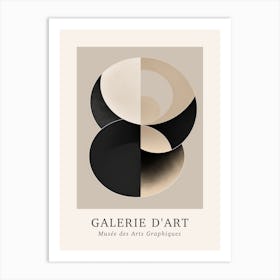 Galerie D'Art Abstract Geometric Circle Beige And Black 3 Art Print