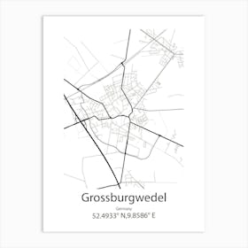 Grossburgwedel,Germany Minimalist Map Art Print