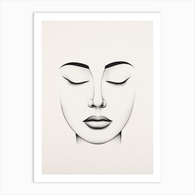 Simplistic Detailed Closed Eyes Face Art Print
