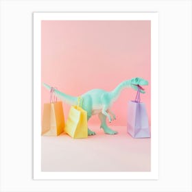 Pastel Toy Dinosaur With Shopping Bags 3 Art Print