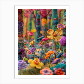Daffodils Field Knitted In Crochet 7 Art Print
