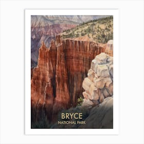 Bryce Canyon National Park Watercolour Vintage Travel Poster 4 Art Print