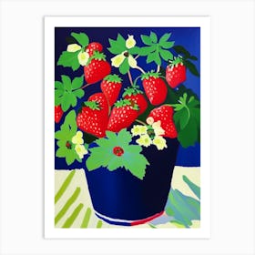 Alpine Strawberries, Plant, Colourful Brushstroke Painting Art Print