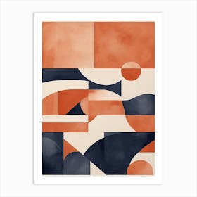 Geometric Terracotta Navy No3 Art Print 1 Art Print