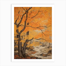 Katsura 2 Vintage Autumn Tree Print  Art Print