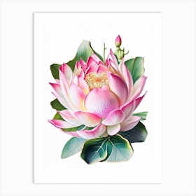 Pink Lotus Decoupage 3 Art Print