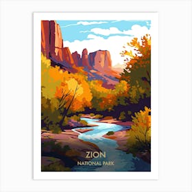 Zion National Park Travel Poster Illustration Style 2 Art Print