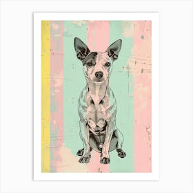 Pastel Basenji Dog Pastel Line Illustration  1 Art Print