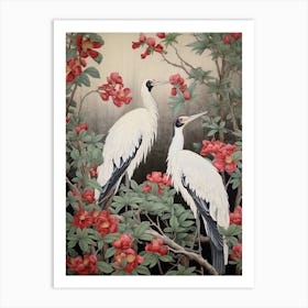 Woodland Sage And Bird 4 Vintage Japanese Botanical Art Print