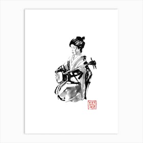 Geisha Shamisen Art Print