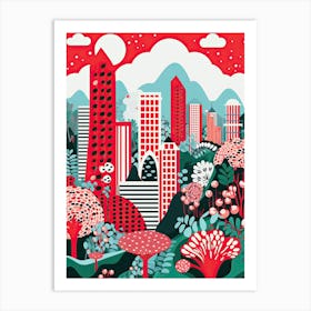 Hong Kong, Illustration In The Style Of Pop Art 1 Art Print