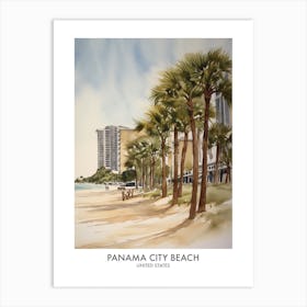 Panama City Beach 1 Watercolour Travel Poster Art Print