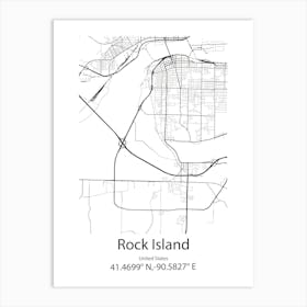 Rock Island,United States Minimalist Map Affiche