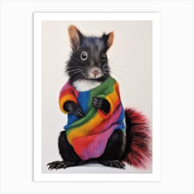 Baby Animal Wearing Sweater Skunk Art Print