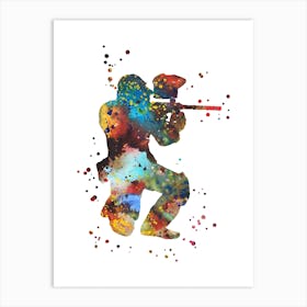 Paintball Player Watercolor 2 Art Print