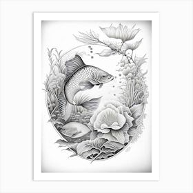 Goshiki Koi Fish 1, Haeckel Style Illustastration Art Print