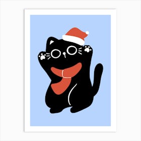 Santa Cat cute christmas illustration 5 Art Print