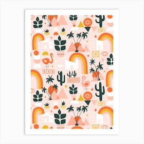 Palm Springs Desert Sunset Collage Mid Century Modern Art Print