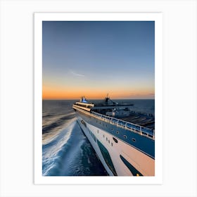 Cruise Ship At Sunset-Reimagined 2 Art Print