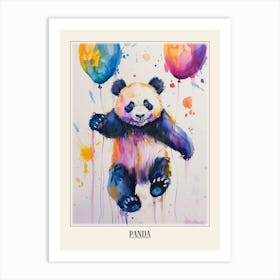 Panda Colourful Watercolour 1 Poster Art Print