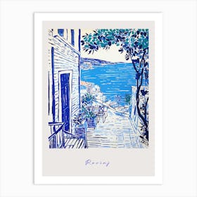 Rovinj Croatia 3 Mediterranean Blue Drawing Poster Art Print