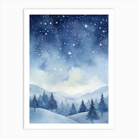 Winter Landscape Watercolor Painting 5 Art Print