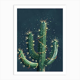 Christmas Cactus Plant Minimalist Illustration 5 Art Print