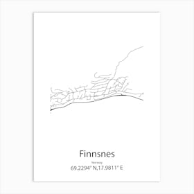 Finnsnes,Norway Minimalist Map Art Print