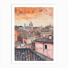 Rome Rooftops Morning Skyline 3 Art Print