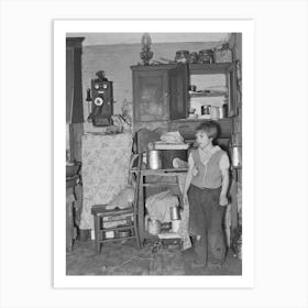 Girl In Corner Of Kitchen Of John Baker S Farm Home, Divide County, North Dakota By Russell Lee Art Print