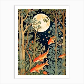 William Morris Fish In The Moonlight Art Print