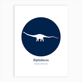 Dinosaur Diplodocus Blue Nursery Art Print