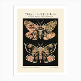 Velvet Butterflies Collection Butterfly Night Symphony William Morris Style 10 Art Print